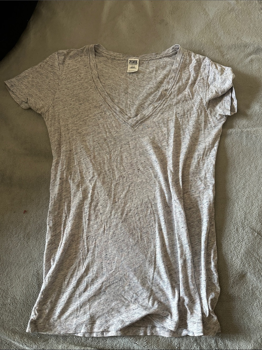PINK Victoria's Secret Light Heathered Gray V-Neck Tee